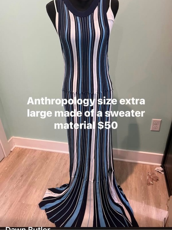 Anthropologie Dresses & Skirts - Anthropologie Navy, Light Blue & White Striped Sleeveless Knit Maxi
